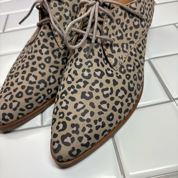 Lucky Brand Womens Erreka Lace-Up Leather Oxford Titanium Romo Leopard Size 8M - Picture 4 of 12